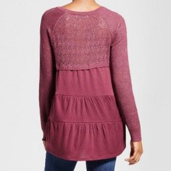 New KNOX ROSE Pointelle Ruffle Hem Sweater Top D6 - Picture 7 of 8